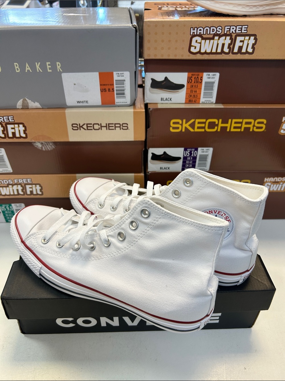 Converse Unisex Men’s 8.5/Women’s 1 White High Top Canvas Sneakers 0536